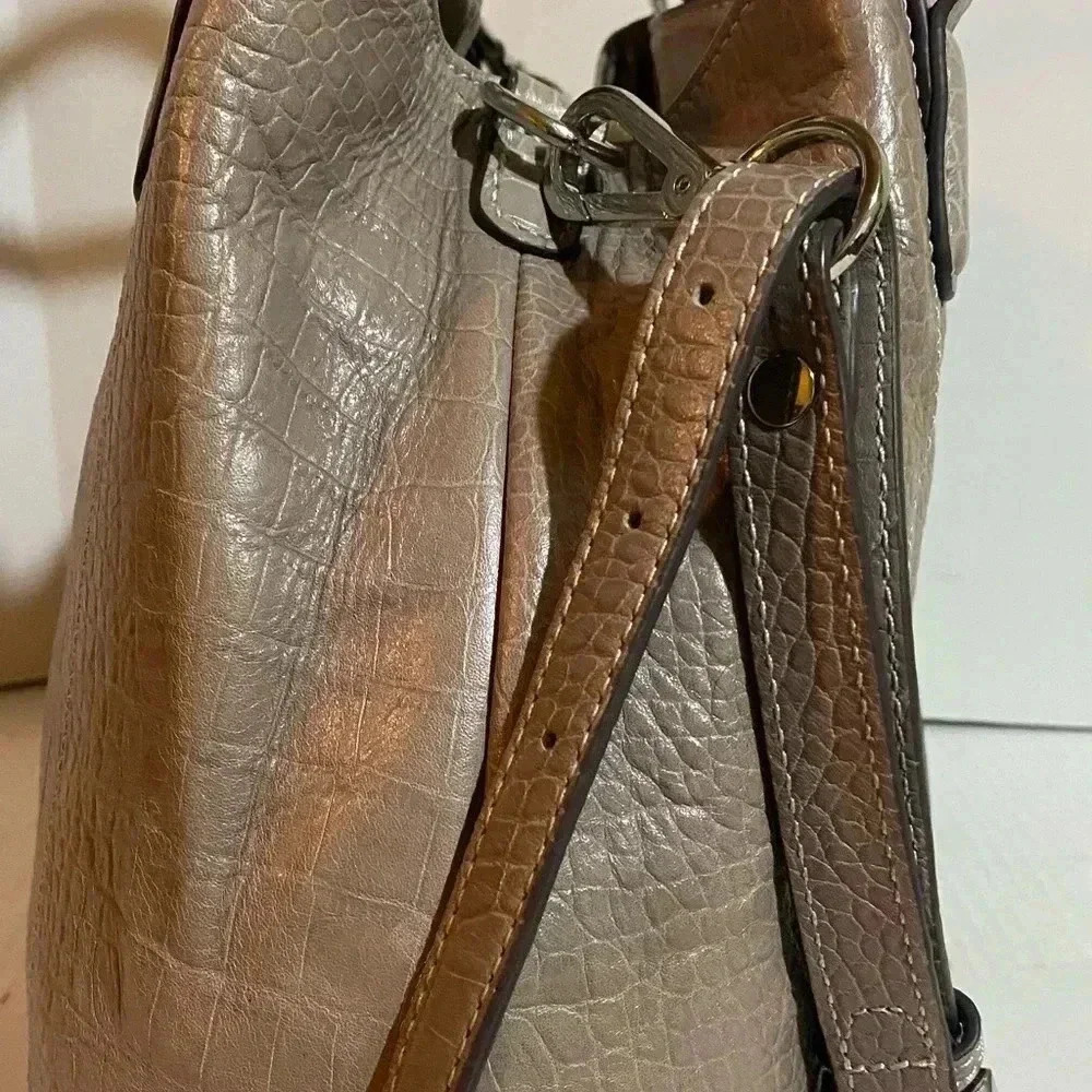 G.I.L.I. Grey leather satchel handbag - Picture 8 of 13